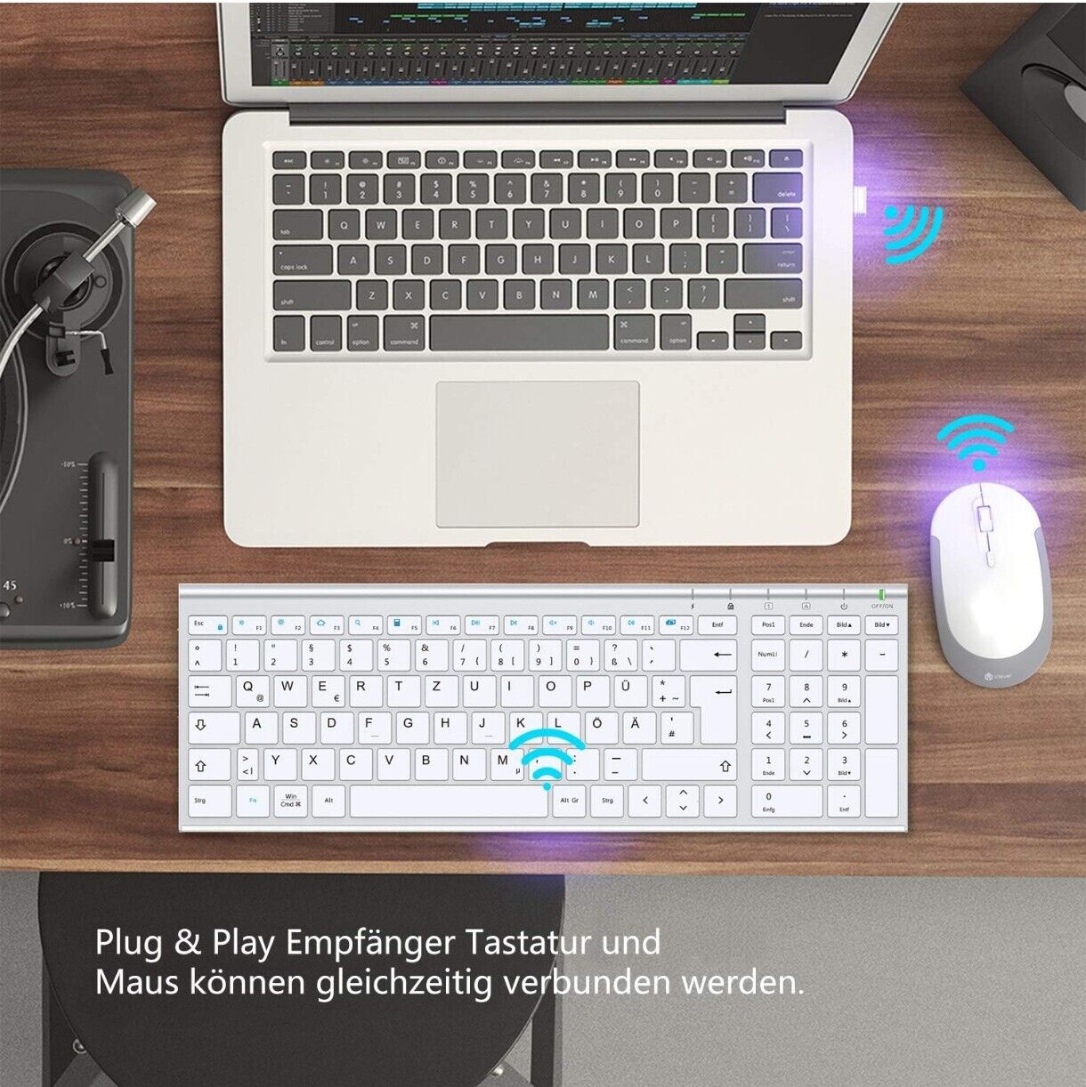 Wireless Tastatur Mit Maus Set aufladbare Kabellose Bluetooth Deutsch Tastatur 