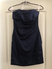 David  s Bridal Bridemaid Formal Prom Navy Satin Strapless Dress Size 4