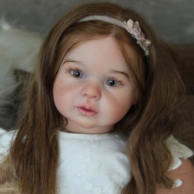 28'' Reborn Baby Dolls Lovely Girl Alin Toddler Hand-Rooted Hair Art Collect Gift