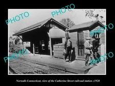 OLD LARGE HISTORIC PHOTO OF NORWALK CONNECTICUT CATHERINE RAILROAD DEPOT c1920