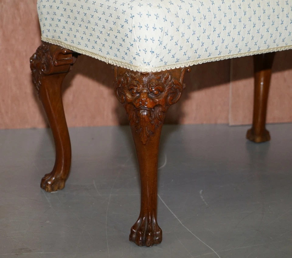 FULLY RESTORED GEORGE III STYLE HAND CARVED BENCH STOOL WITH LION HAIRY PAW FEET - Image 4 of 4