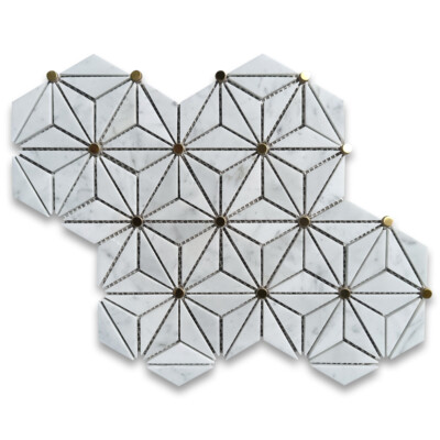 C85F8XP Carrara White Marble Rhombus Triangle Geometric