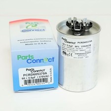 USA Run Capacitor 60  5 mfd uf 370 Volt Dual Round American Made