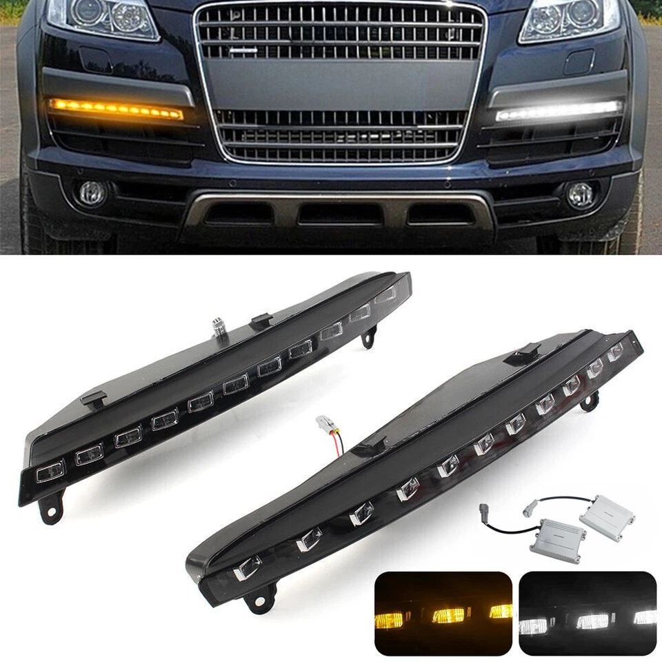 Paar LED DRL Tagfahrlicht Flackern Blinker Nebel Lampe für Audi Q7 2007-2009 - Bild 3 von 4