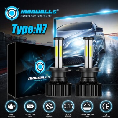For Mercedes-Benz C250 C300 C350 6-sides H7 LED Headlight High / Low Beam Bulbs