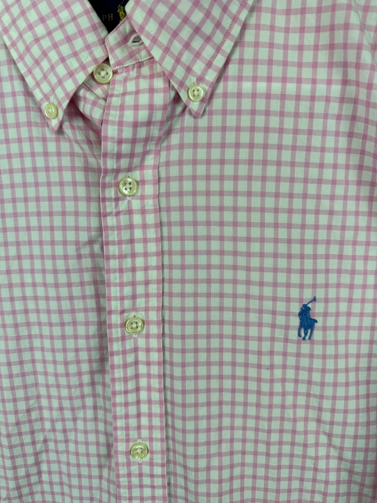 Polo Ralph Lauren Custom Fit Camicia Uomo Grande Rosa Check Preppy Uomo Pony