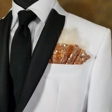 NEW - Men's Sequin  Feather Pocket Square Insert - More Colors