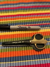 Vintage Scissors & Letter Opener  With Leather Sheath Darling Surge West Germany