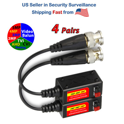 4 Twisted Pairs Megapixel Video Balun CCTV UTP BNC to RJ45 Cat5 Cat5e Cat6