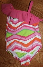 NWT Girls 6 Gymboree  TROPI-CUTIE  Striped RUFFLE 1-shoulder One Piece SWIMSUIT