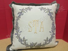 Frontgate Eastern Accents Ceasar Linen Pillow Monogrammed STA 18" Graphite