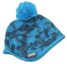 Columbia ski hat beanie Unisex Blue gray pom pom youth kids winter graphic small