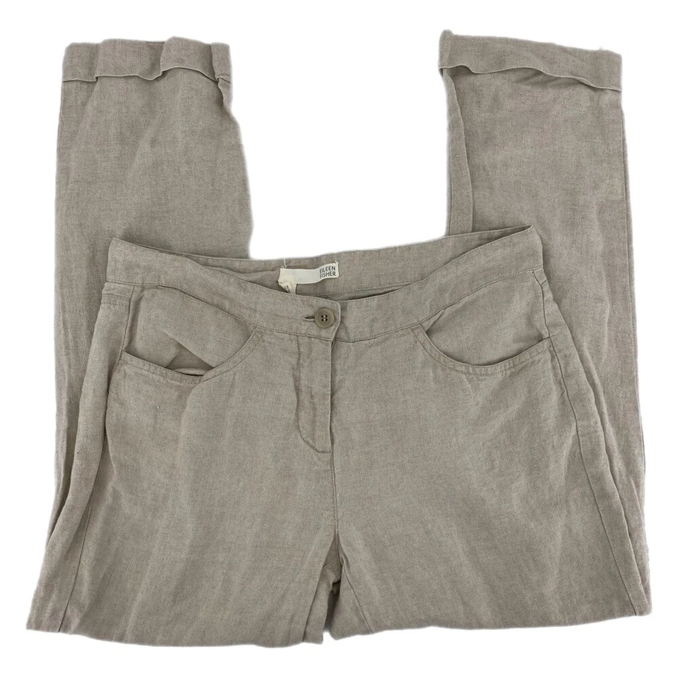 Pantalones capri Cream Eileen Fisher con puños color topo talla 4 Foto 2 de 4