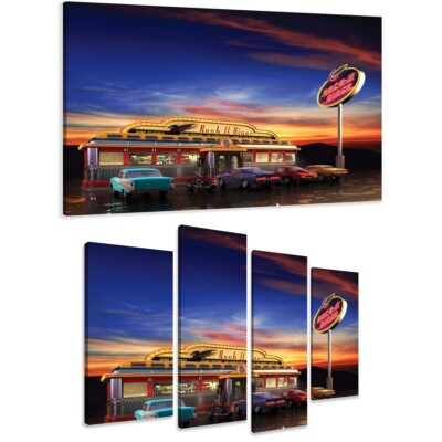LEINWAND WANDBILDER BILD USA DINER VERSCHIEDENE GRÖßEN KUNSTDRUCK 1527 D1