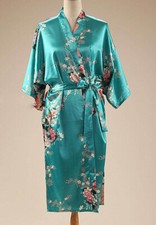 Satin Kimono Robe Dressing Gown Wedding Bridesmaid Sleepwear Bathrobe Size 8-24