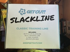Get Out Slackline Beginner Kit for Kids and Adults   Classic Slackline with T...