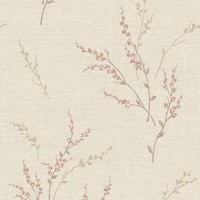 Belgravia Carmella Blumen Tapete Strukturiertes Vinyl Metallic Hessian Pink 7153