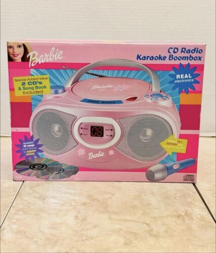 Rzadki vintage Barbie Karaoke Boombox radio AM / FM odtwarzacz CD różowy - Zdjęcie 1 z 5