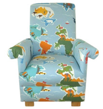 John Lewis Globe Trotter Fabric Child's Chair Kids Blue Armchair World Maps Seat