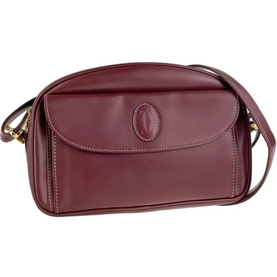 Sac à bandoulière CARTIER Must line cuir tissu bordeaux 2679 - Photo 1/4
