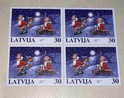 Sellos de Navidad de Letonia 1998, nuevos, bloque de 4 sellos - Imagen 1 de 2