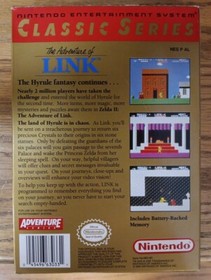 Caja de juego manual vintage para coleccionistas Nintendo Zelda 2: The Adventure of Link NES+