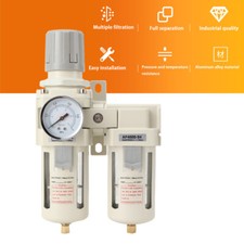 1/2'' NPT Air Line Filter Separator Regulator Water Oil Trap Compressor Gauge UK