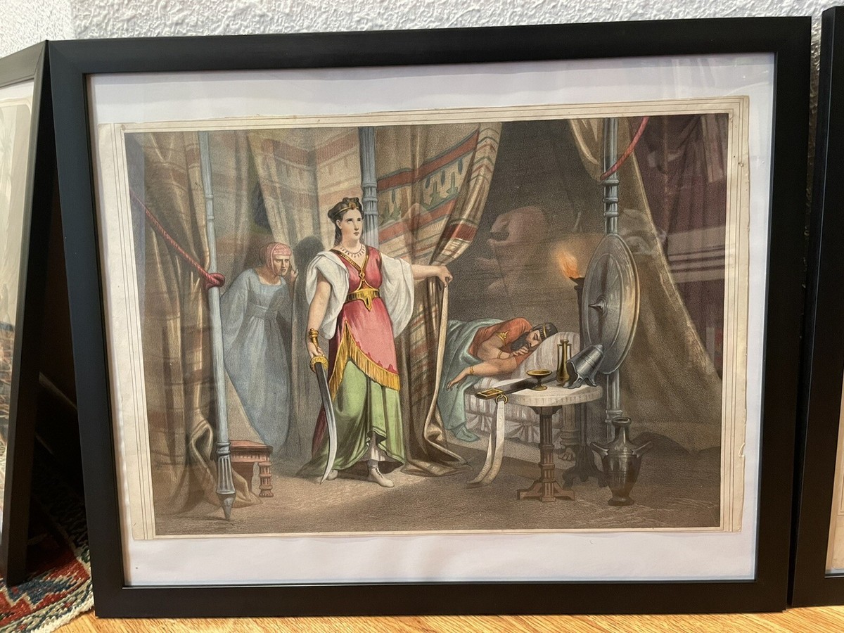 Framed Antique Book of Judith, Holofernes Bible Art Ὀλοφέρνης
