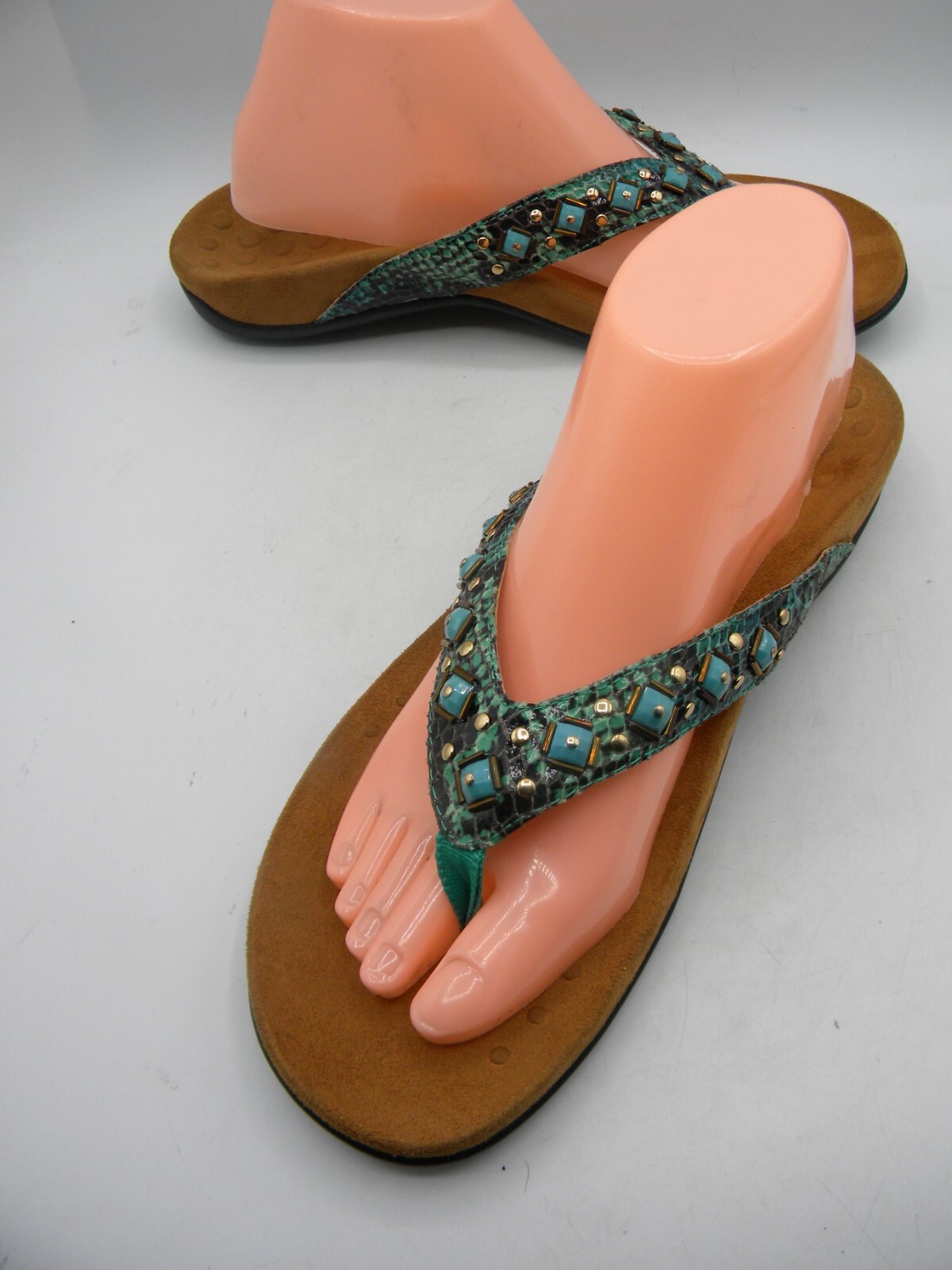 APL Sandali Vionic Orthaheel Floriana pelle di serpente struttura pelle perline slide taglia 10