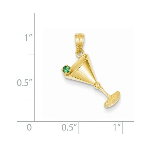 VASO MARTINI ORO AMARILLO 14K CON COLGANTE VERDE CZ OLIVA Foto 2 de 2