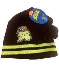 NWT Rise of the Teenage Mutant Ninja Turtles Knit Winter Beanie Hat  Gloves Set