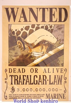 ONE PIECE WANTED POSTER TRAFALGAR D. WATER LAW OFFICIAL MUGIWARA