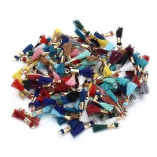 100 Pcs Mini Tassels for Jewelry Making Cotton Thread Colorful Bag Charm
