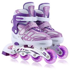 Kids Inline Skates for Girls Boys Beginners Adjustable, All 8 Wheels Illumina...