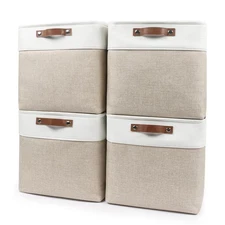13x13 Cube Storage Bins, Collapsible Fabric Storage , 4 Pack Closet Baskets w...