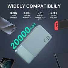 Power Bank 20000mAh 45W Portable Fast Charger External Battery For Laptop Tablet