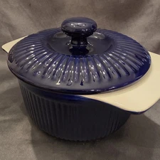 Roshco 2 Qt (1.89 L) Cobalt Blue Round Casserole Baking Dish w Cover Lid Navy