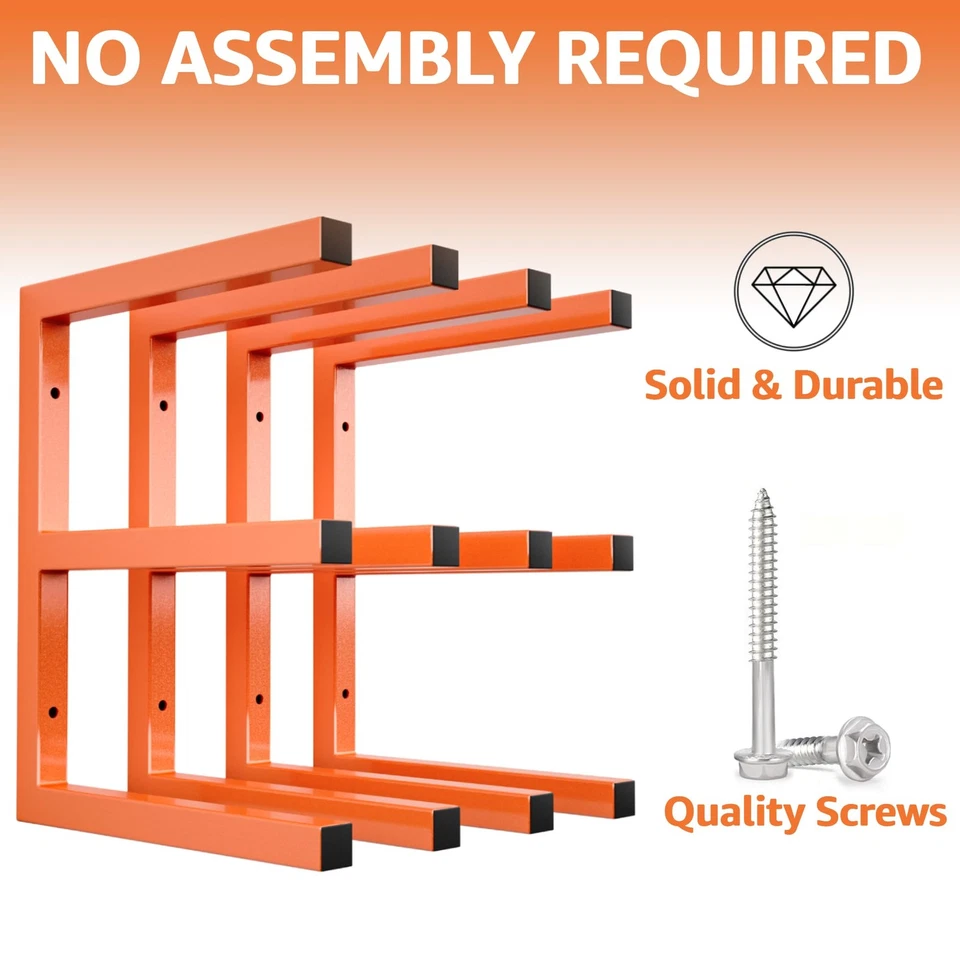Деревянный органайзер и стойка для хранения пиломатериалов настенное крепление, прочная металлическая полка с... - Изображение 3 из 4