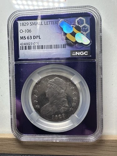 🪙 1829 Capped Bust Half Dollar MS63 DPL NGC 💎 Small Letters O-106 - Very Rare!