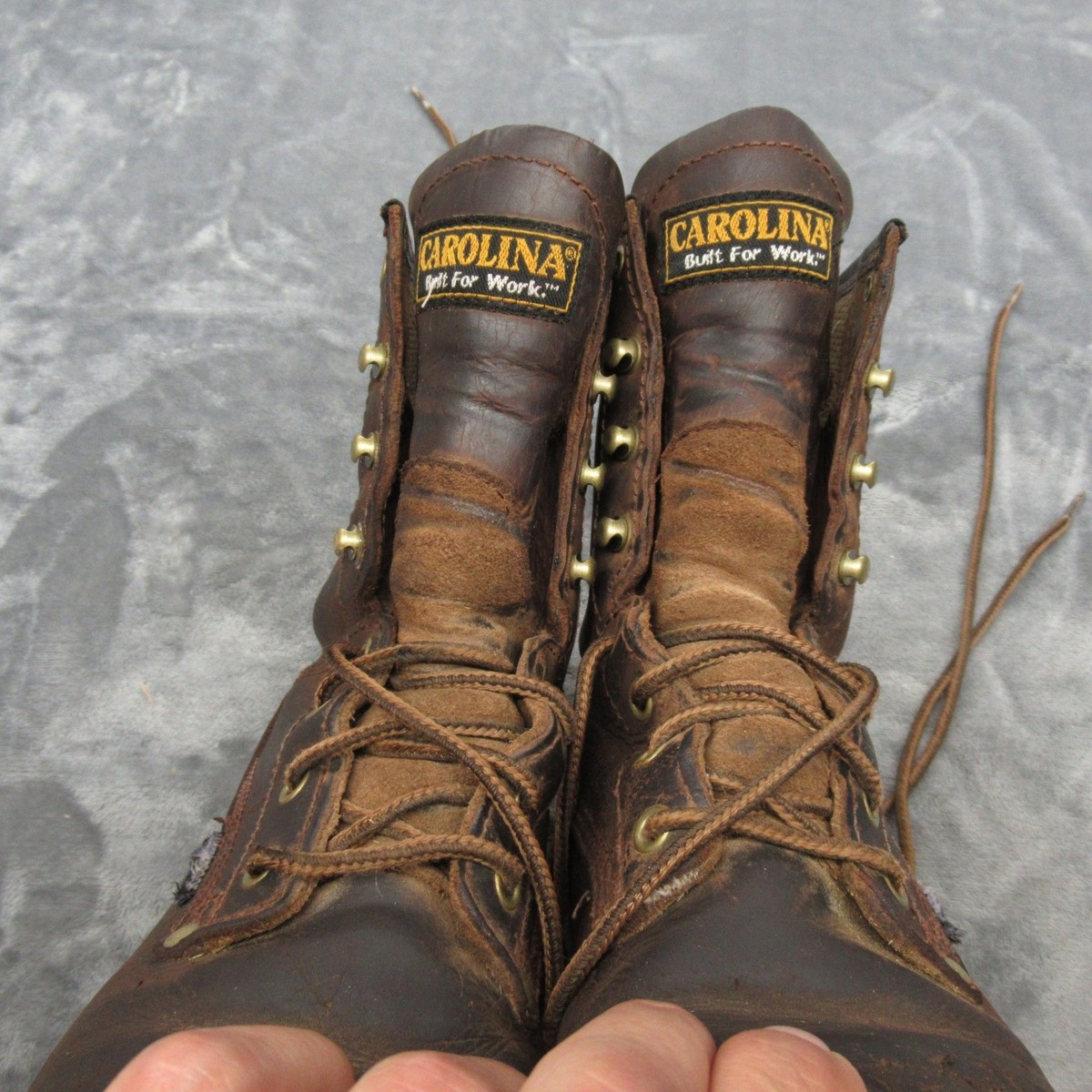 Carolina Work Boots Mens 7.5‎ D Brown Waterproof Leather Hard Toe Lace-Up VTG Vintage Carolina Work Boots, Dark Brown Leather Logger Boots  main image 2