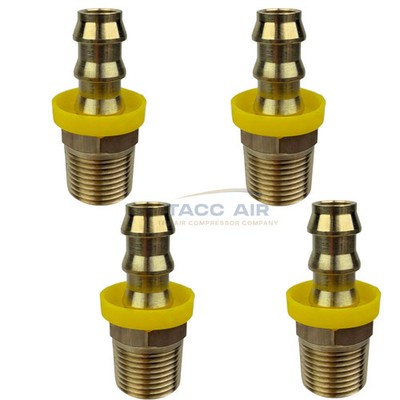 4 Pack Easy Lock Brass Hose Barb Fitting Connector 3/8'' Push-Lock x 3/8'' MNPT