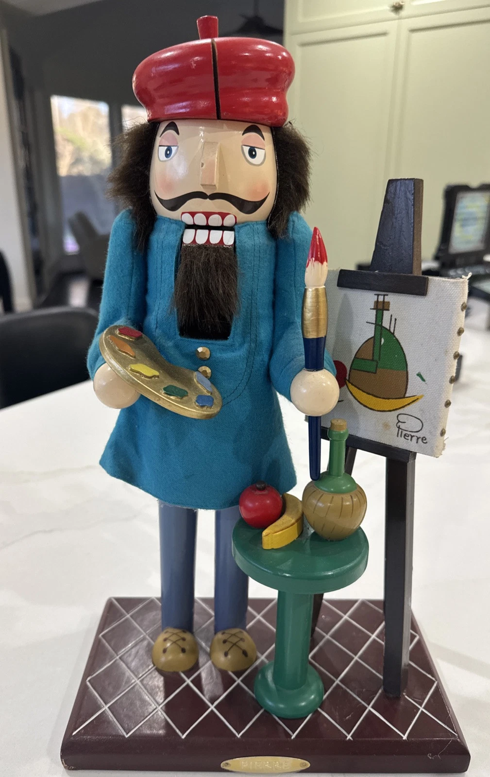 Rare Bombay 15" Pierre Santa's Artist Painting Nutcracker Easel Brush Stand