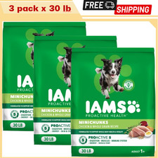 3 Pack IAMS Proactive Health Adult Dry Dog Food Chicken High Protein 90lb 0.37 per pound