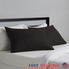 Standard Black Pillow Case Soft Easy Care Comfortable Bedroom Essentials New