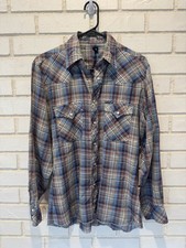 Vintage 60s/70s Plaid Wrangler Pearl Snap Western Cowboy Plaid Work Shirt Medium