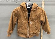 Manteau veste active doublée matelassée à capuche en toile marron enfant Carhartt taille 4T