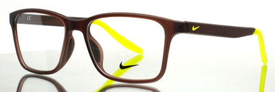 NIKE 7117 207 Brown Volt Mens Rectangle Full Rim Eyeglasses 54-16-140 B:39