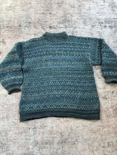 Vintage 80 s All Wool Hand Knit Fair Isle Sweater Heritage Alpine Style Nordic