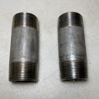 (Qty 2) 1-1/4'' x 4'' Pipe Nipple Schedule 80, Stainless Steel Seamless 304L NEW