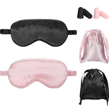 Silk Satin Sleeping Mask Eye Mask Set Include 2 Blindfold Eyeshade Elastic St...